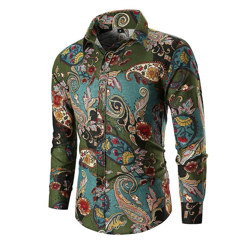 Herren Langarmhemd mit extravaganten Paisleymuster und feiner Baumwollqualität Echoarchiv