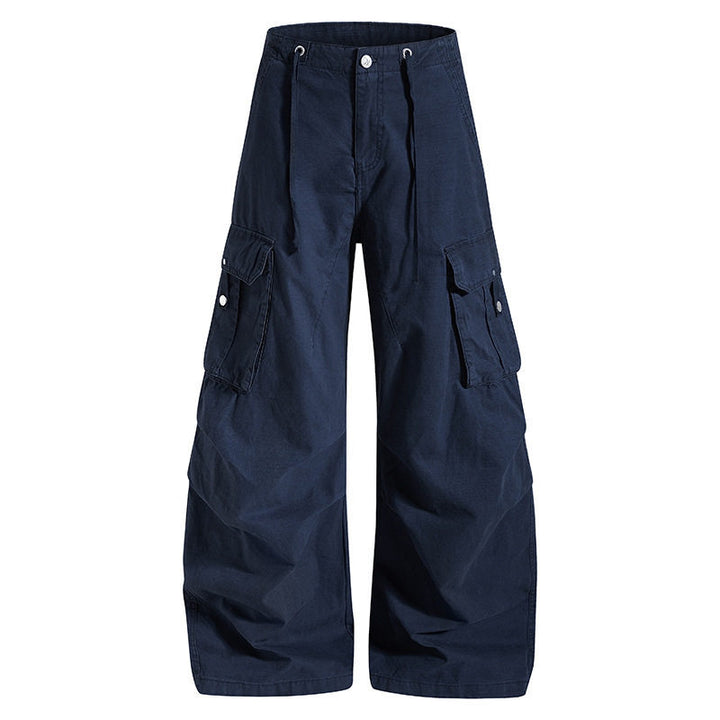 Damen weite High-Waist Cargo-Hose mit Tunnelzugbund und großen Klapptaschen Echoarchiv