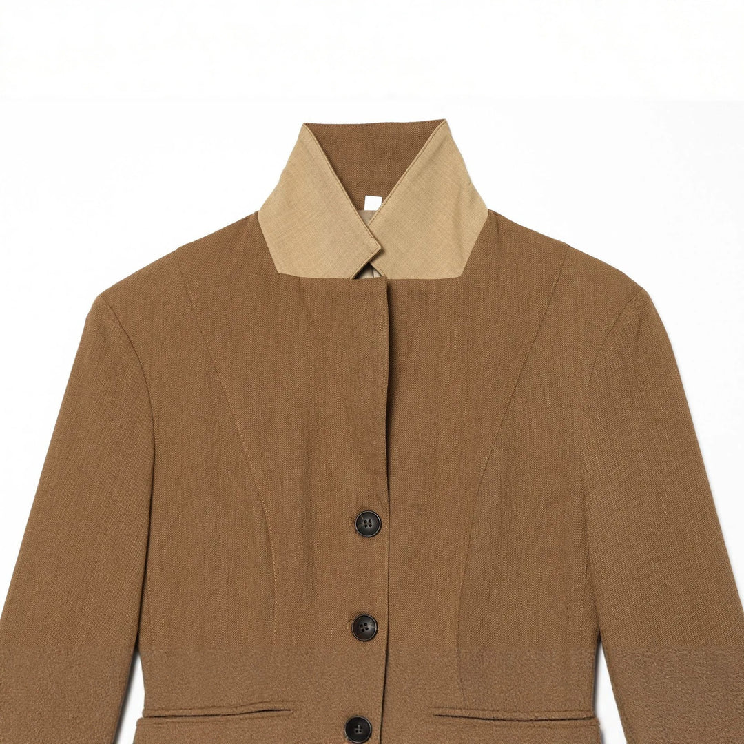Damen taillierte Sakkojacke mit kontrastkragen und Wiener Nähten – Célinea