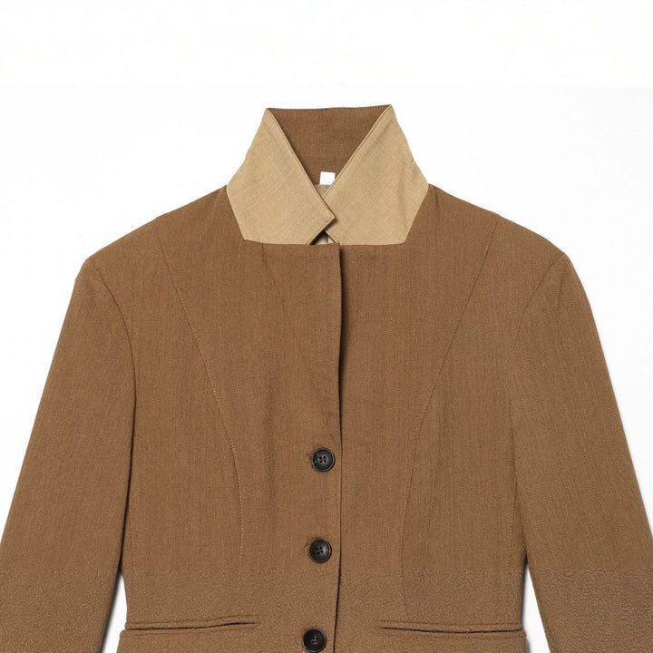Damen taillierte Sakkojacke mit kontrastkragen und Wiener Nähten – Célinea