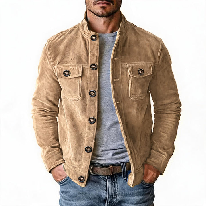 Herren nan robuste Wildlederjacke mit Stehkragen und Knopfverschluss Echo Archiv