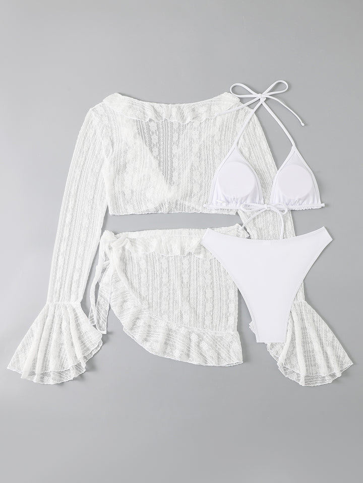 Damen zweiteiliges Badeanzug-Set mit verführerischem Spitzenoberteil und hoch taillierter Hose Echo Archiv