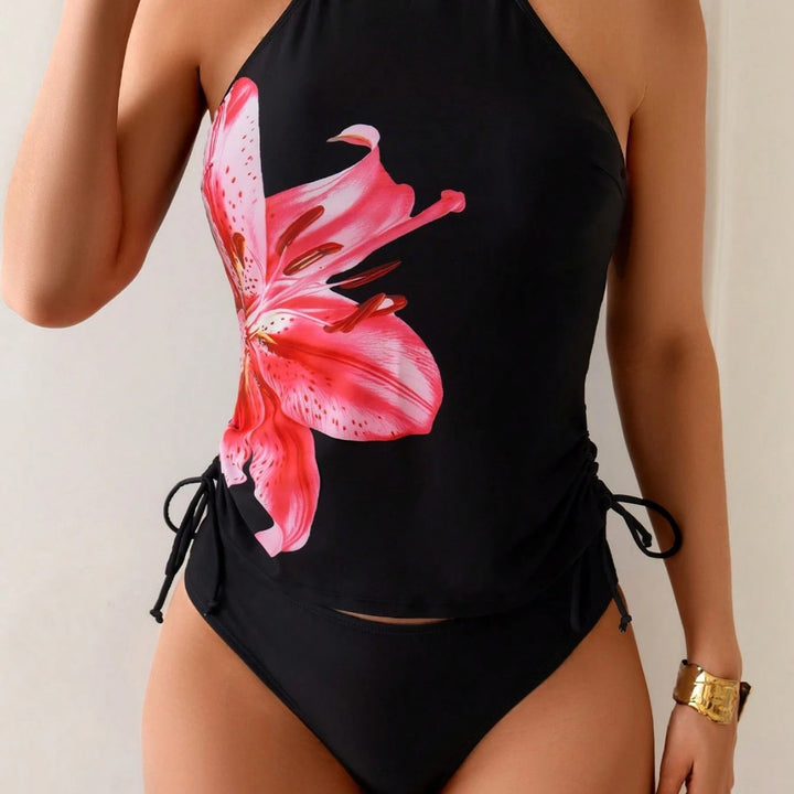 Damen Tankini-Set mit verspieltem floralen Muster und seitlichen Bindebändern Echo Archiv