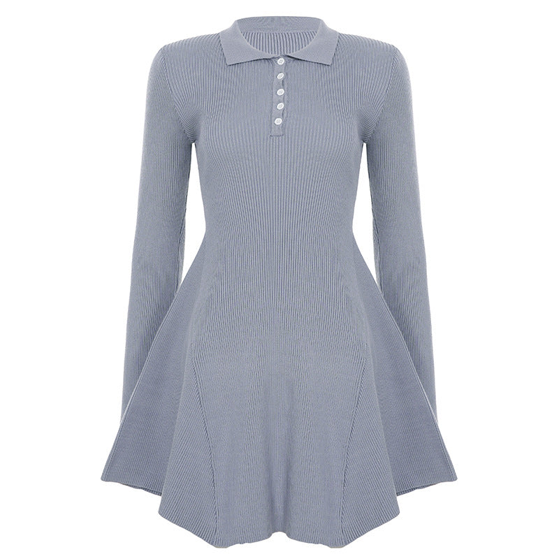 Damen nan geripptes Polokleid mit taillierter Miederform und ausgestelltem Volantrock Echo Archiv