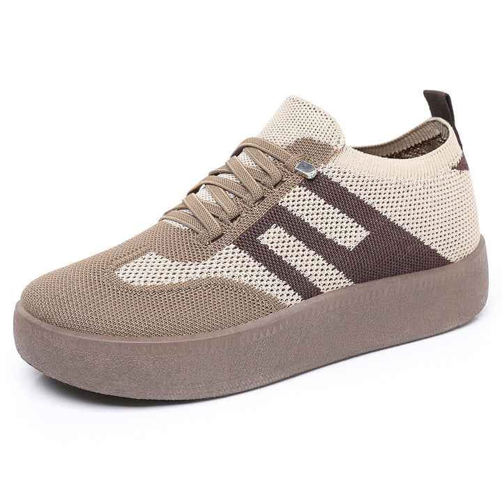 Damen nan gestrickter Slip-On Plateau-Sneaker mit elastischem Sockenschaft, dekorativer Zierstreifen und dämpfender EVA-Leichtsohle Echo Archiv