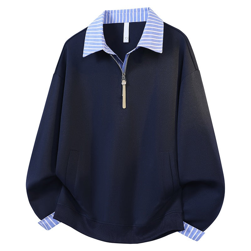 Damen Oversize-Sweatshirt mit Hemdkragen & Halbzip im Lagenlook Echoarchiv