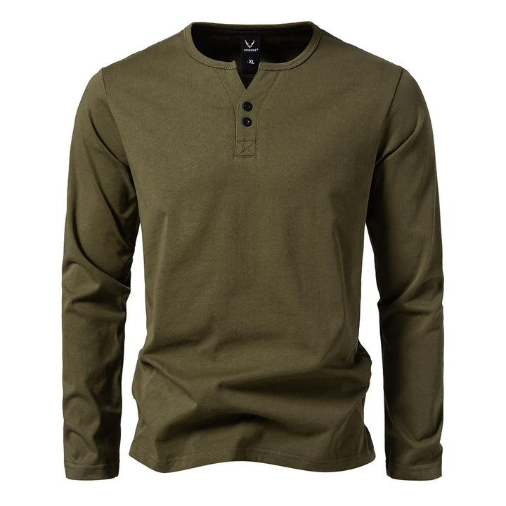 Herren nan langärmeliges Henleyshirt mit Knopfleiste, Rundhalsausschnitt und schlanker Passform Echo Archiv