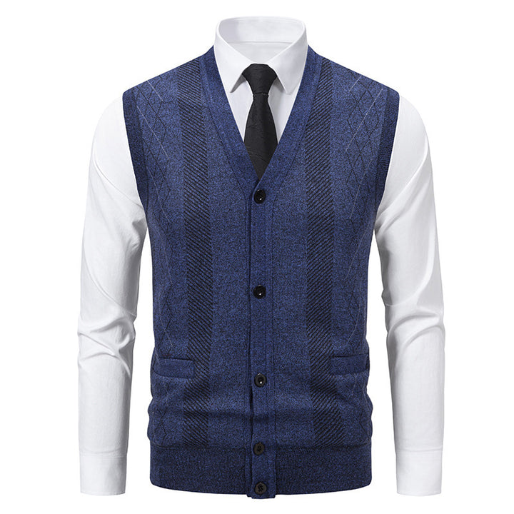 Herren Strickjacke mit klassischem V-Ausschnitt und feinem Zopfmuster Echoarchiv