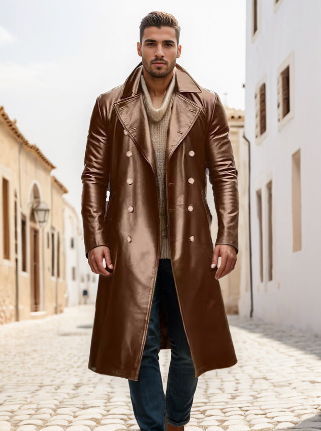 Herren Eleganter und zeitloser Trenchcoat mit doppelter Knopfleiste Echoarchiv