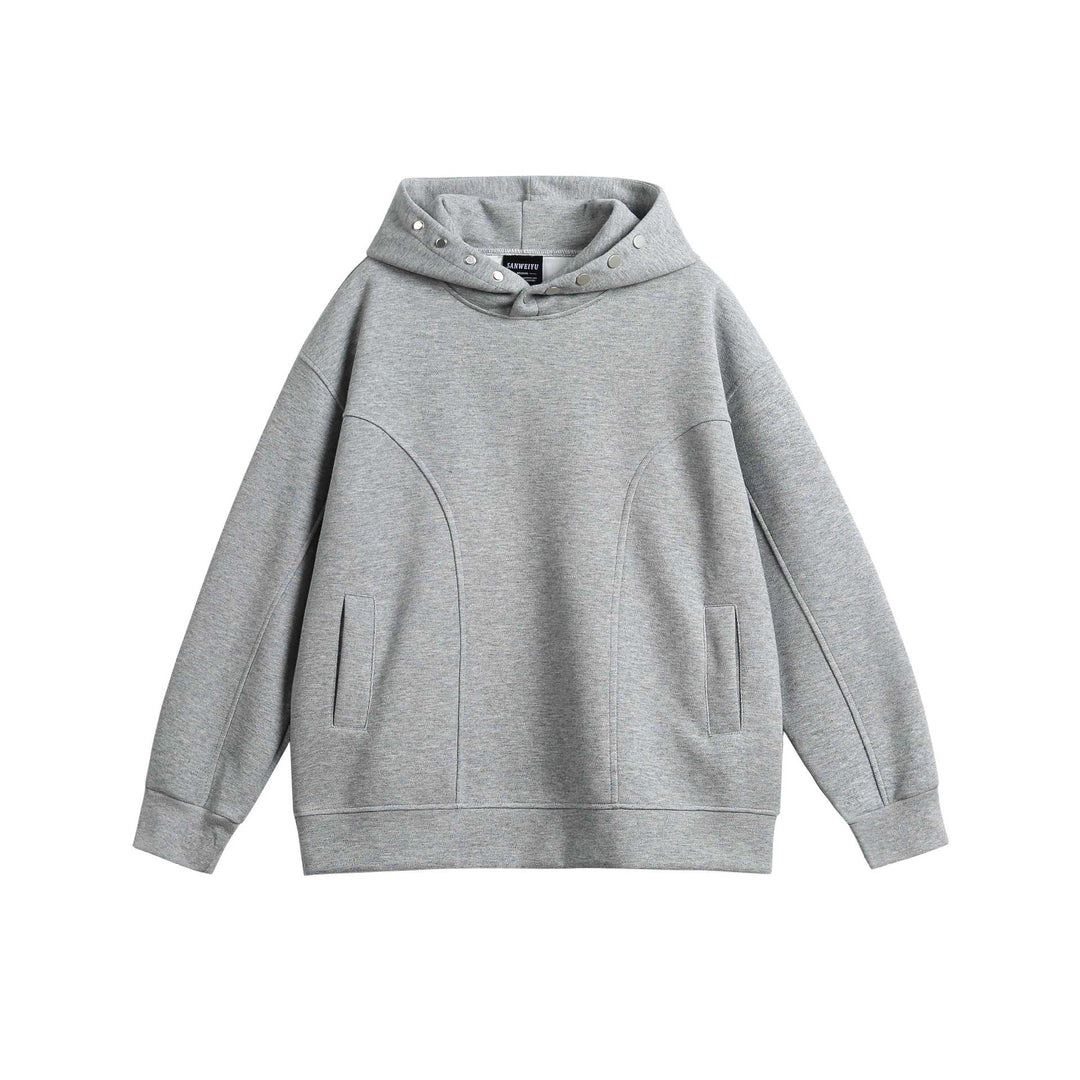 Unisex Oversize Kapuzenpullover mit Druckknopffunnel und Teilungsnähten Echoarchiv