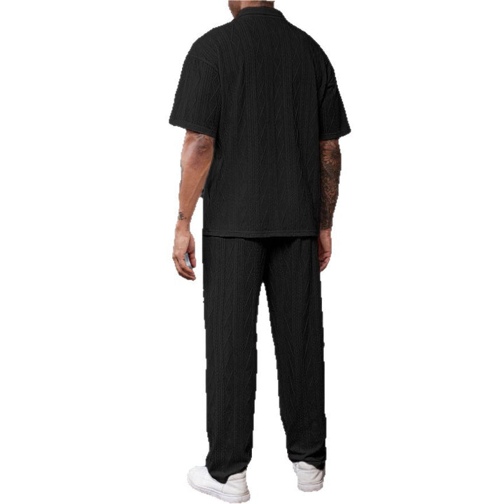 Herren Gemütliches Kabelstrick-Polo und Hosen-Set Echoarchiv