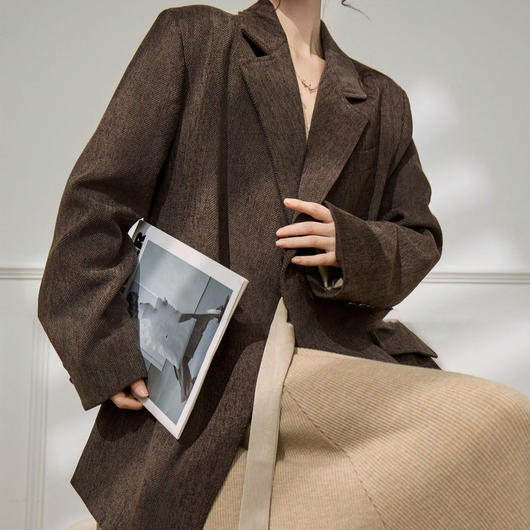 Damen Eleganter und vielseitiger Blazer mit Taillengürtel Echoarchiv