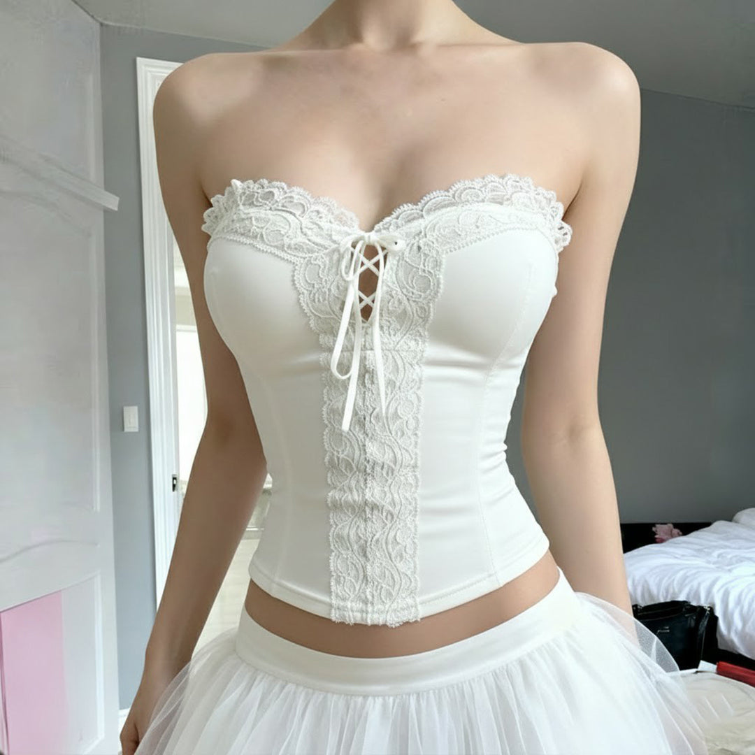 Damen Spitzen-Corsage mit verstellbarem Schnür-Design Echo Archiv