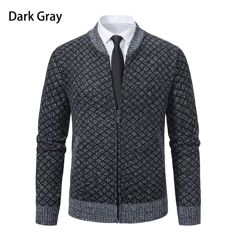 Herren modische Strickjacke mit modernem Zopfmuster und Reißverschluss Echoarchiv
