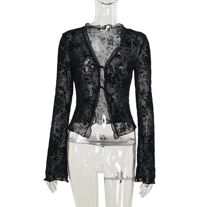 Damen Transparente Spitzenjacke mit floralen Mustern Echo Archiv