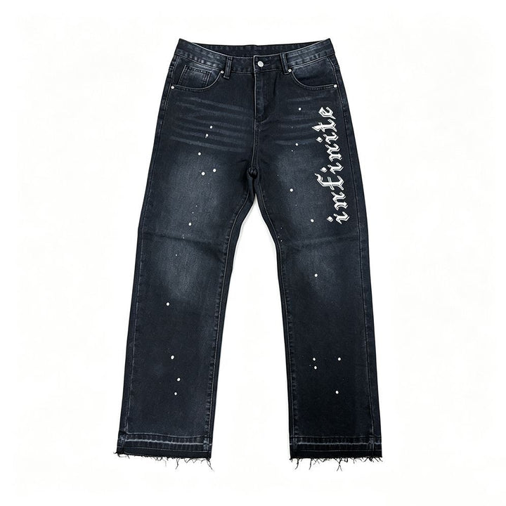 Herren Modische Jeans mit Schriftzug Echoarchiv
