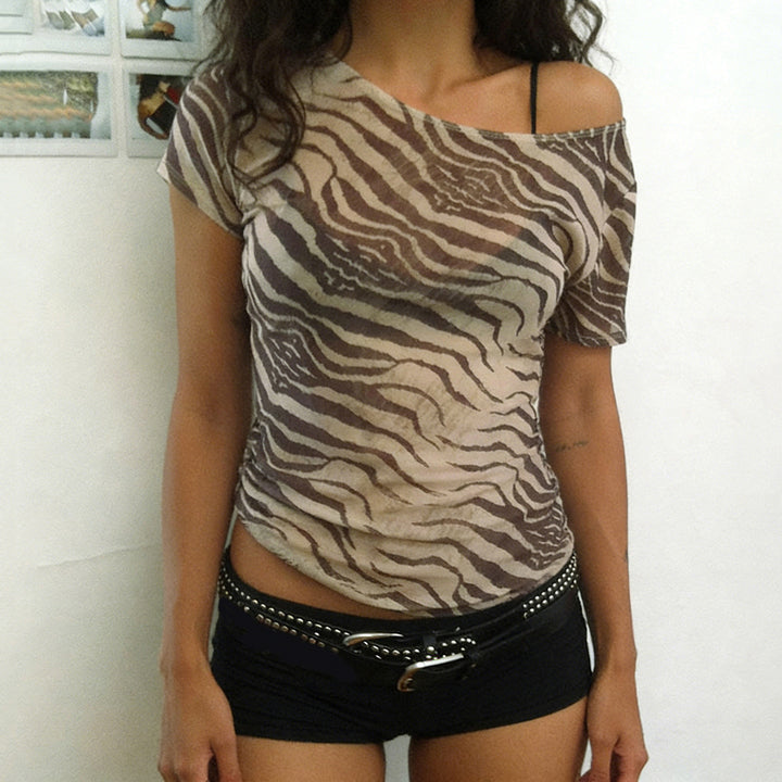 Damen T-Shirt mit tierischem Muster und elastischem Schnitt Echo Archiv