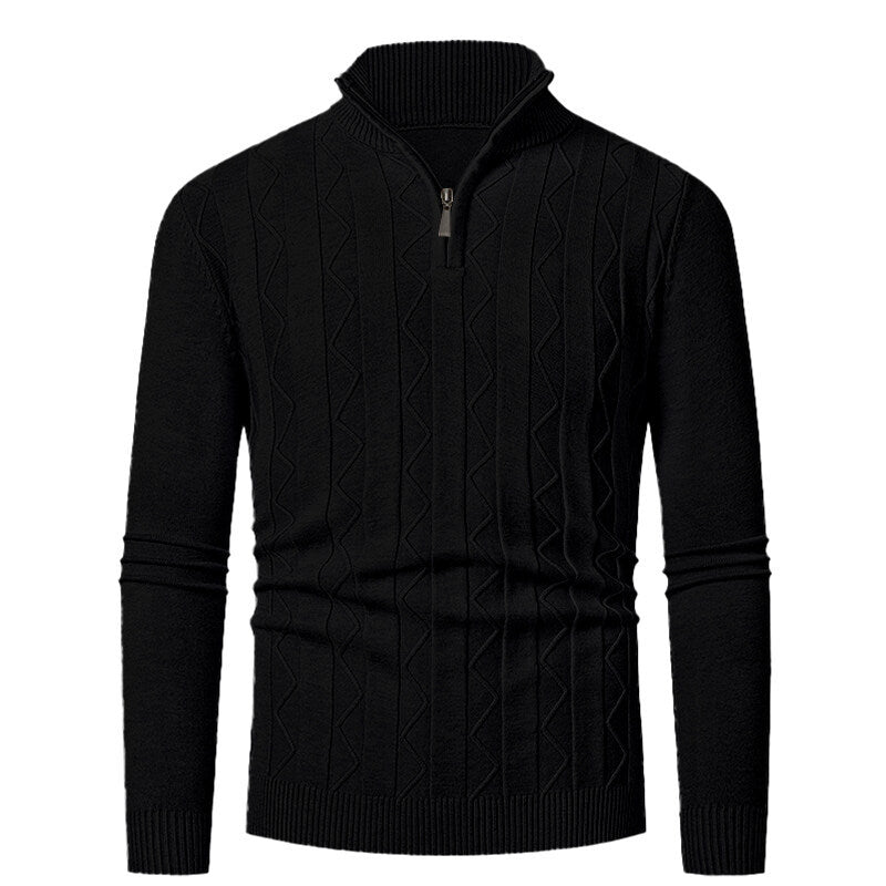 Herren Strickpullover mit stylischem Reißverschluss und Zopfmuster Echoarchiv