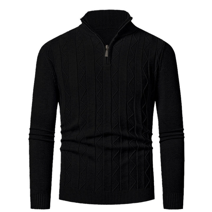 Herren Strickpullover mit stylischem Reißverschluss und Zopfmuster Echoarchiv