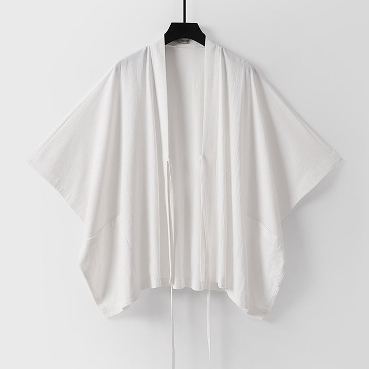 Damen Oversize Kimono-Cardigan mit Bindeband und aufgesetzten Taschen Echoarchiv