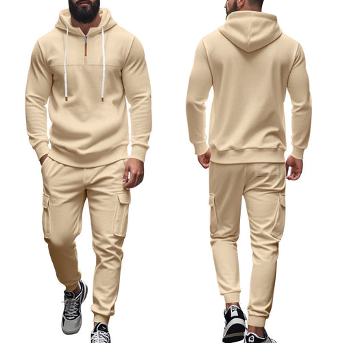 Herren komfortabler Hoodie- und Jogginganzug mit praktischen Cargo-Taschen und hohem Kragen Echoarchiv