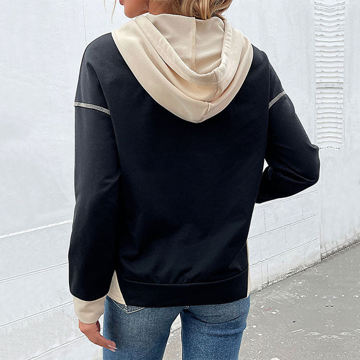 Damen Kapuzenpullover mit Kontrastbesatz, Kängurutasche und lässiger Oversize‑Passform Echoarchiv