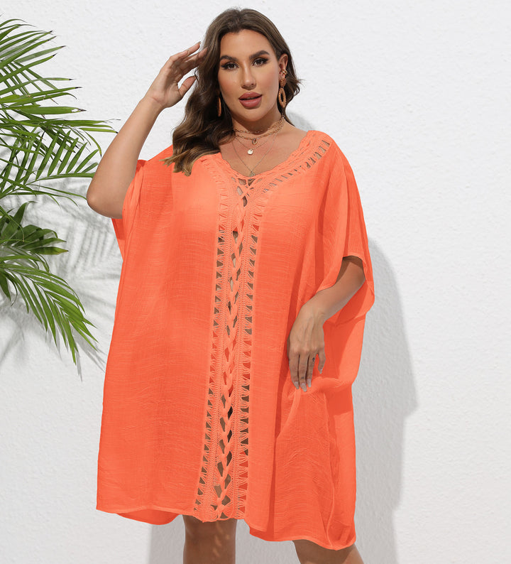 Damen Luftiger Strandkimono mit dekorativer Häkelspitze Echo Archiv