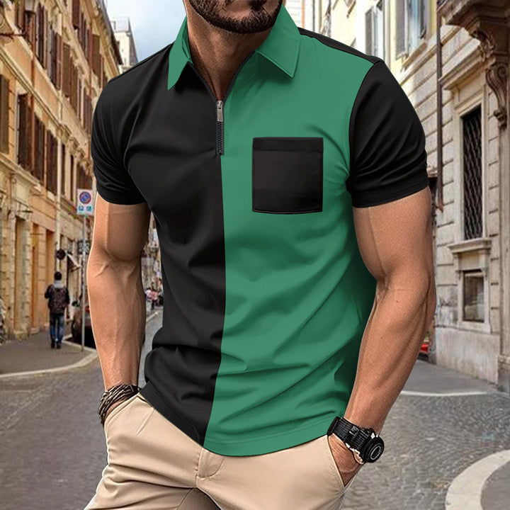 Herren Polohemd mit modernem Zip-Kragen und praktischer Brusttasche Echoarchiv