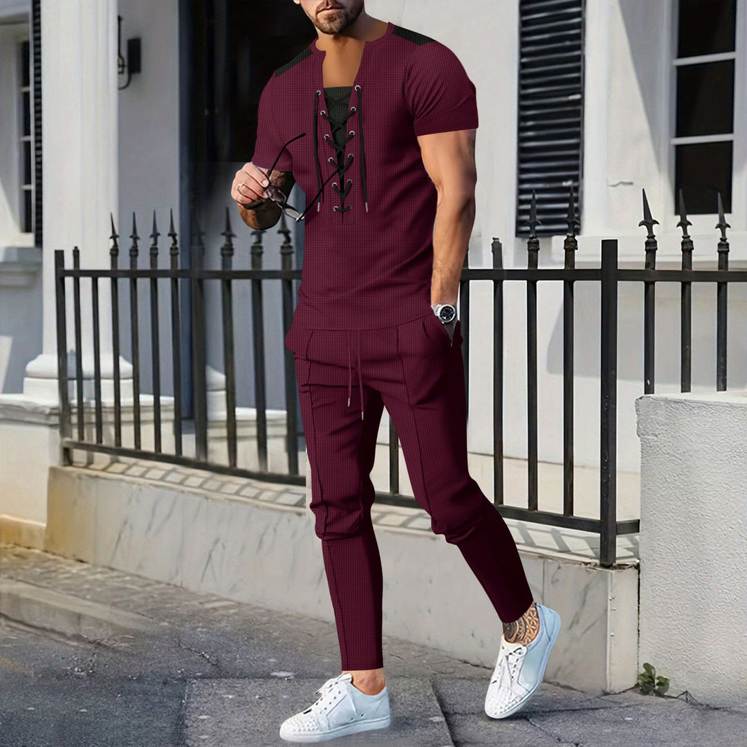 Herren modisches T-Shirt mit Schnürdesign Echoarchiv
