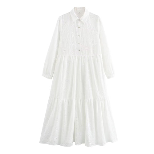 Damen Broderie-Anglaise Hemdblusenkleid mit Stufenrock Echo Archiv