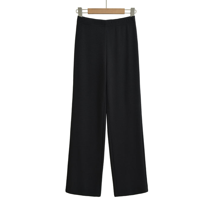 Damen Weite Strickhose mit Waffelstruktur und hohem Bund Echoarchiv