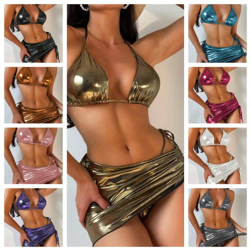Damen Hochglanz Triangel-Bikini mit Wickelrock Echo Archiv