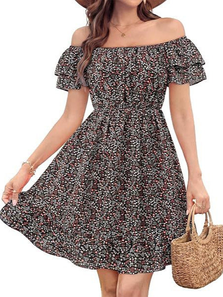 Damen lässiges Sommerkleid mit Rüschendetails Echo Archiv