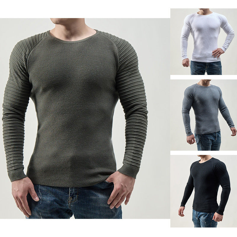 Herren moderner Langarmpullover mit strukturiertem Design und ribbeliertem Ärmel Echoarchiv
