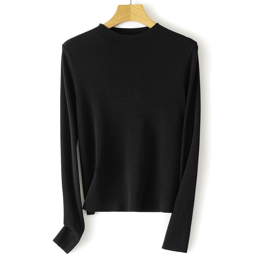 Damen Feinstrick-Pullover mit kurzem Stehkragen und schmaler Silhouette Echoarchiv