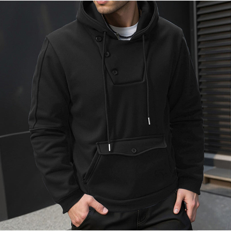 Herren Kapuzenpullover mit Knopfverschluss und praktischen Taschen Echoarchiv