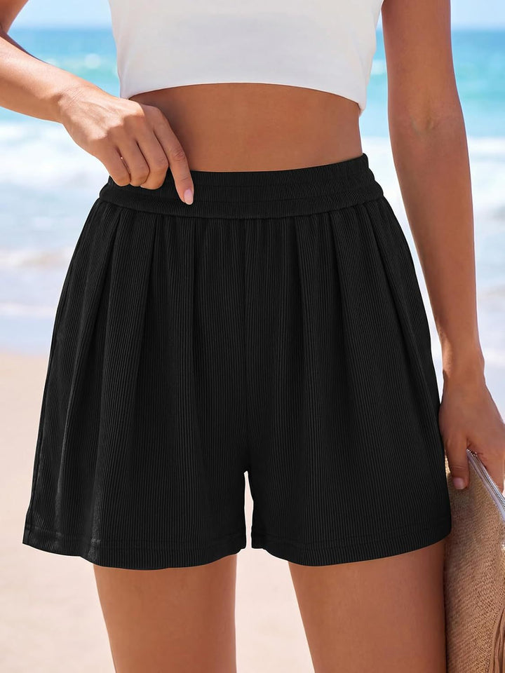 Damen Legere Freizeitshorts mit elastischem Bund und Falten Echo Archiv