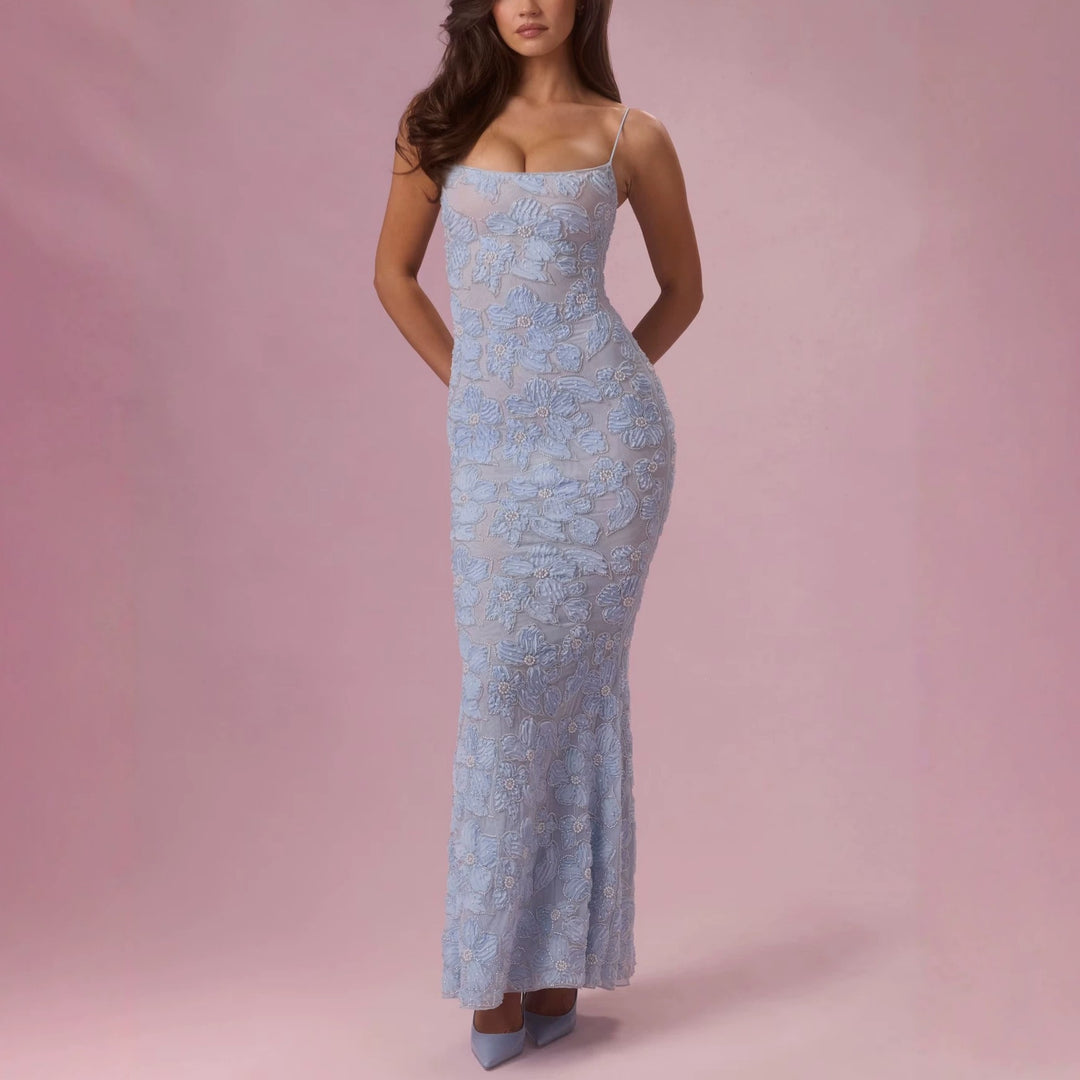 Damen Elegantes Maxikleid mit floralem Spitzenmuster Echo Archiv