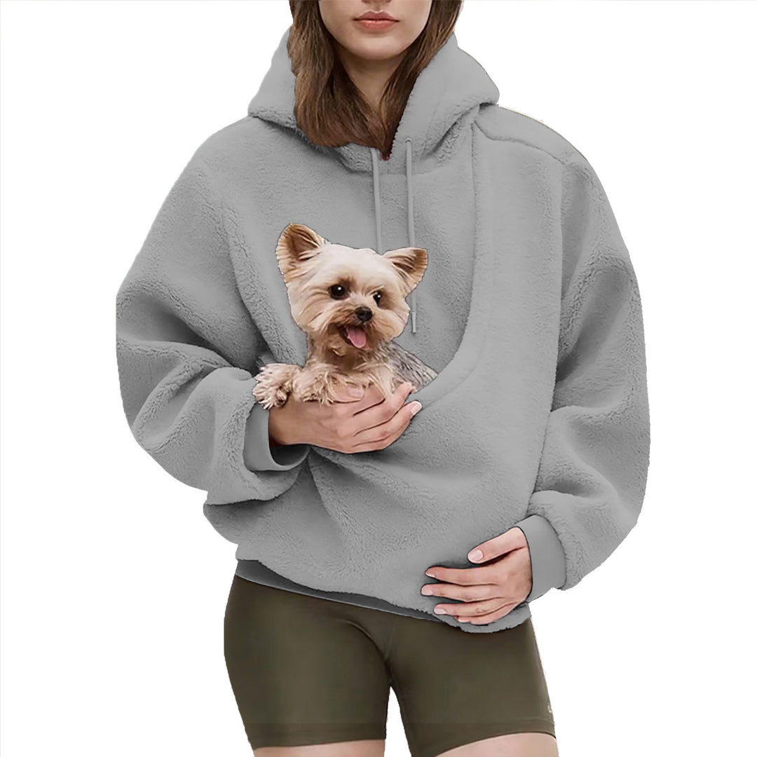 Damen nan Oversize Sherpa-Hoodie mit integriertem Haustiertaschen-Design Echo Archiv