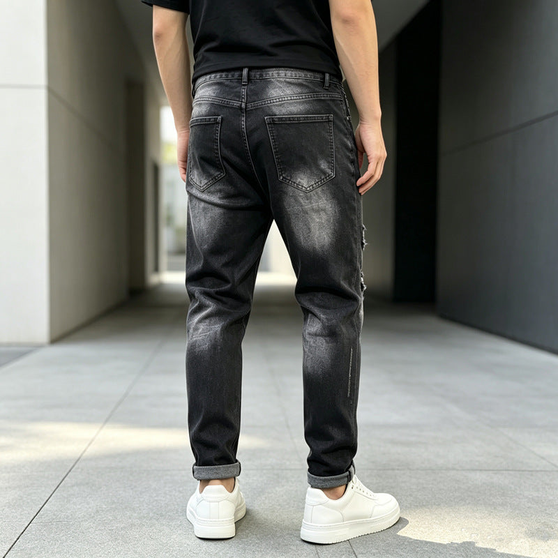 Herren Modische Ripped Jeans mit grafischen Prints Echoarchiv