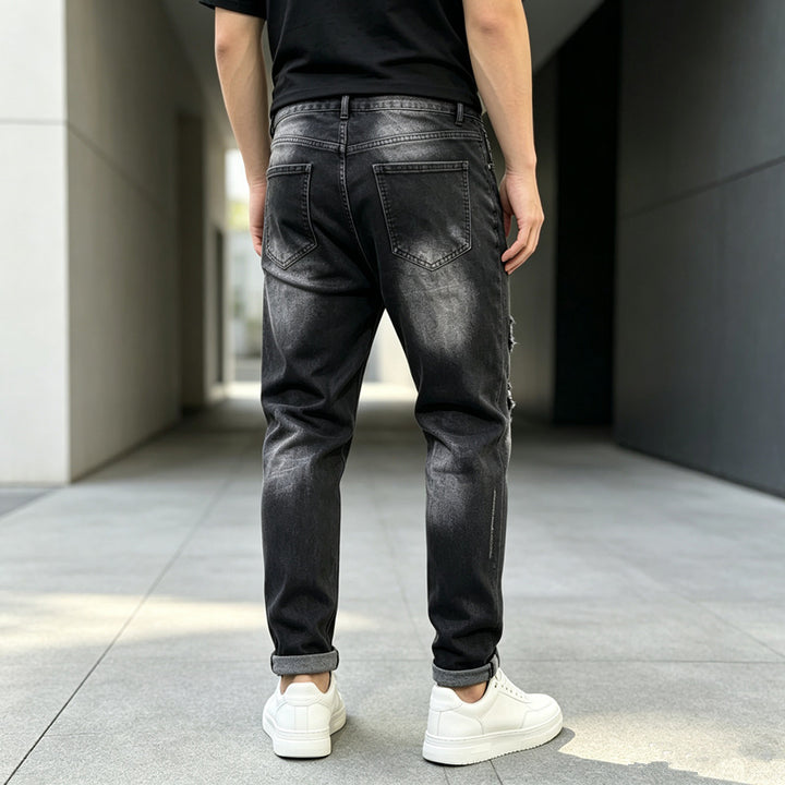 Herren Modische Ripped Jeans mit grafischen Prints Echoarchiv