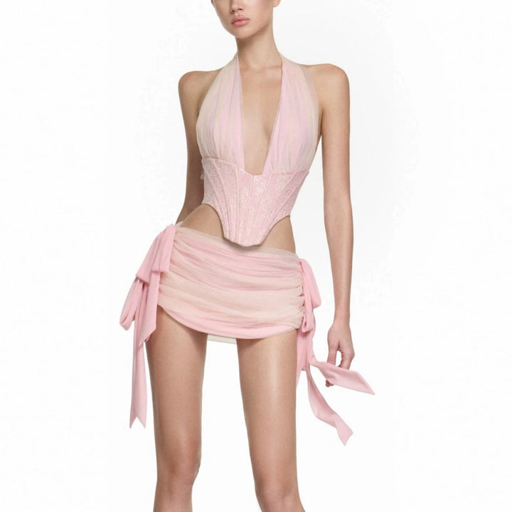 Damen Couture Bodysuit mit drapiertem Rock Echo Archiv