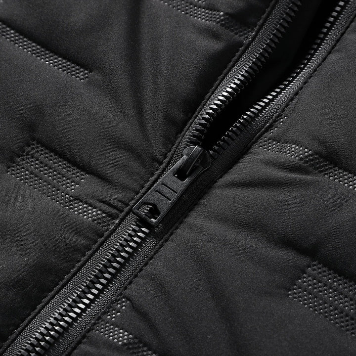 Herren Wattierte Kapuzenjacke mit geometrischer Steppung und winddichtem Saum – Marzano