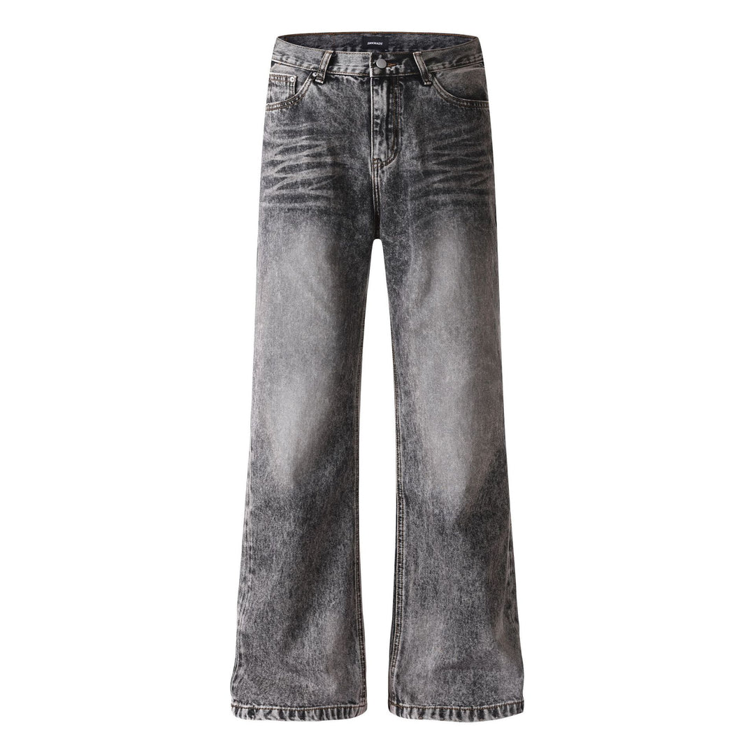 Damen weite Cropped-Jeans mit hoher Taille und Used-Effekt Echoarchiv