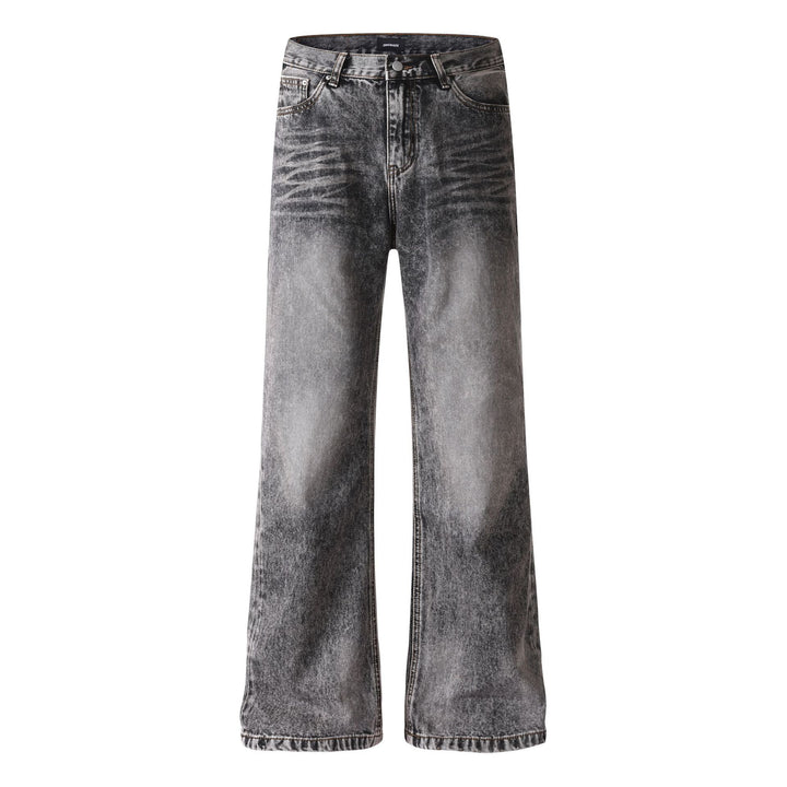 Damen weite Cropped-Jeans mit hoher Taille und Used-Effekt Echoarchiv