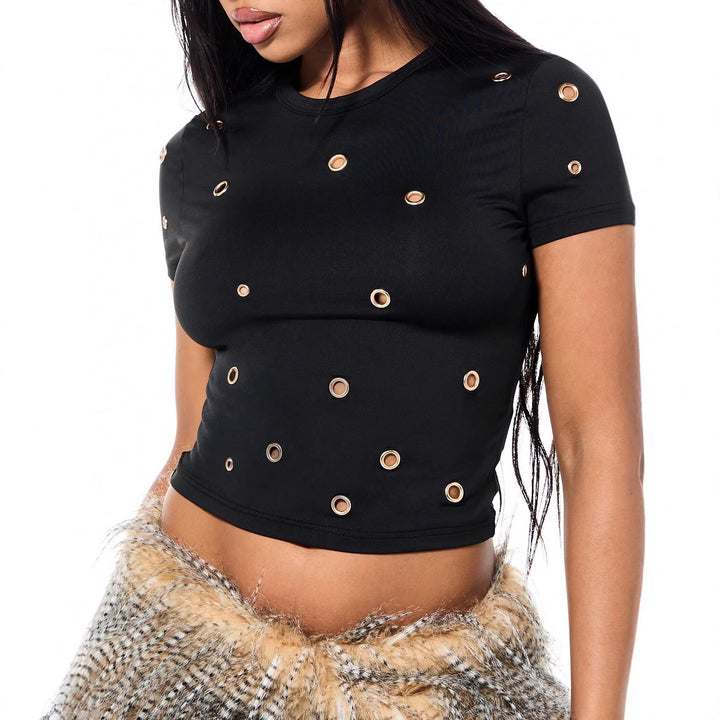 Damen Crop-Top mit Ösen-Detail Echo Archiv
