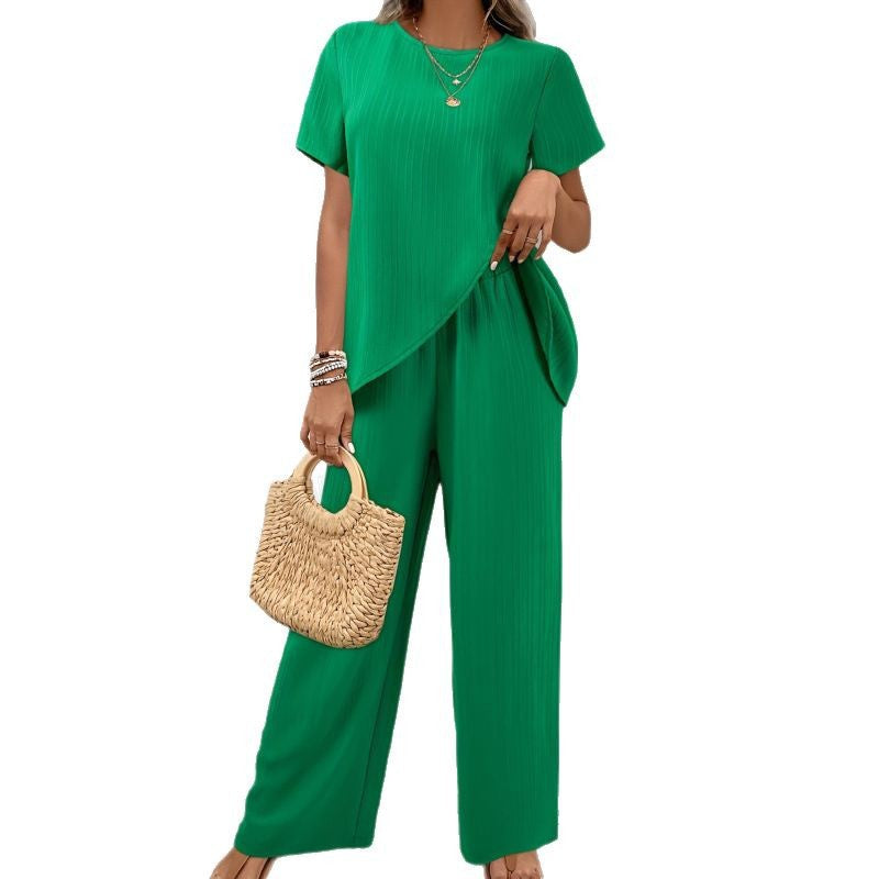 Damen stilvolles Zweiteiler-Set mit plissierten Details – Élanora
