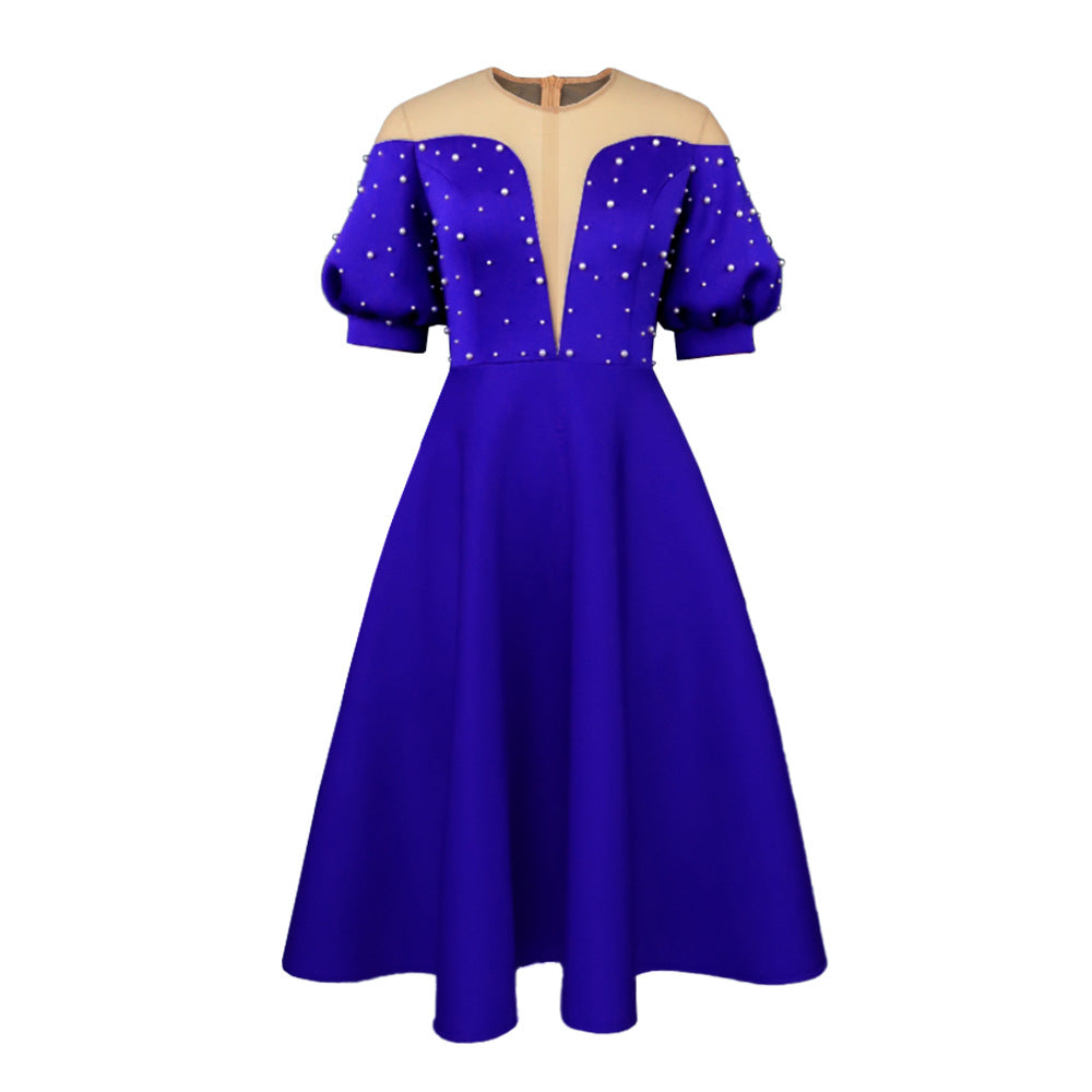 Damen Festliches Midi-Kleid mit Volantärmeln und schimmernden Akzenten Echo Archiv