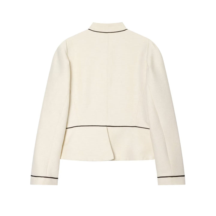Damen Kurzblazer im Bouclé‑Look mit Stehkragen, dekorativen Knöpfen und Kontrastpaspel Echo Archiv