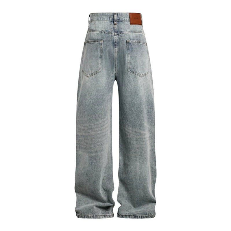 Damen Weite hochgeschnittene Palazzo-Jeans mit Destroyed-Kniepartie Echoarchiv